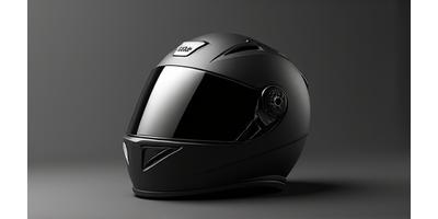 Sleek, matte black full-face motorcycle helmet with aggressive vents.